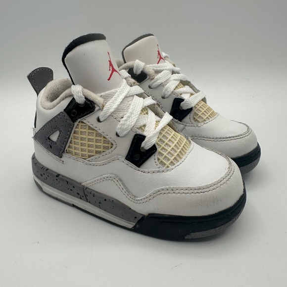 Jordan 4 Retro White Cement Kids 6C White Grey 308500-103 Toddler Sneakers - Picture 4 of 8